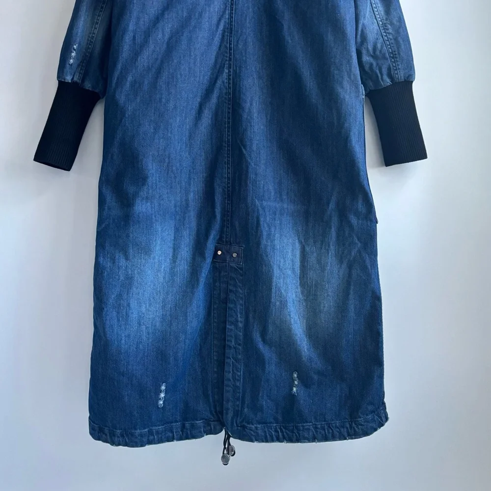 Soia & Kyo Reese Hooded Coat Jacket Blue Denim Coat Size XXS/2 Can Fits to Small - Picture 8 of 17